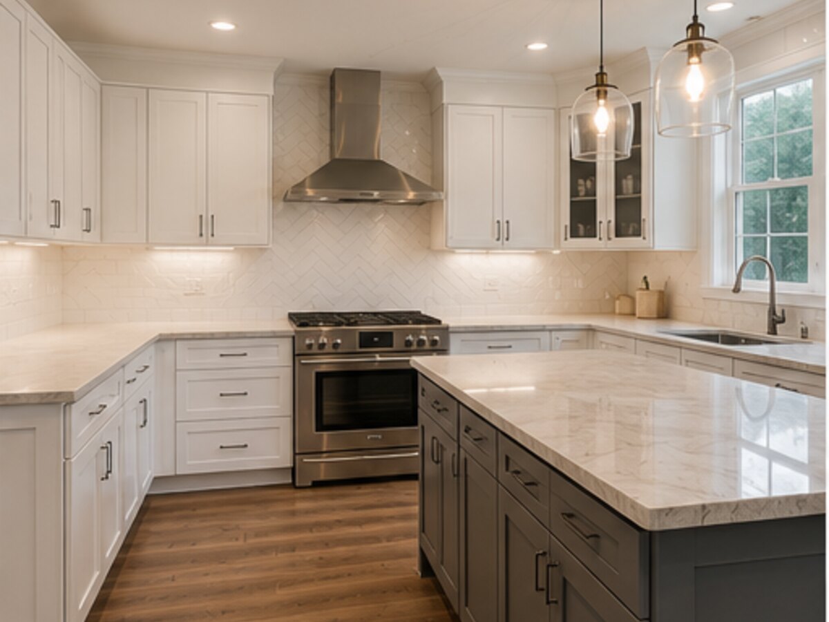 Illustrative rebuilt kitchen after fire and smoke restoration