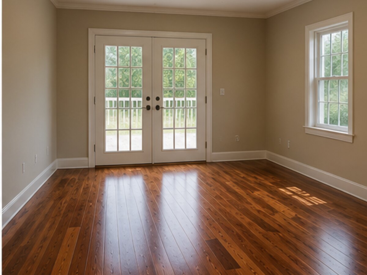 Illustrative refinished hardwood floor after restoration