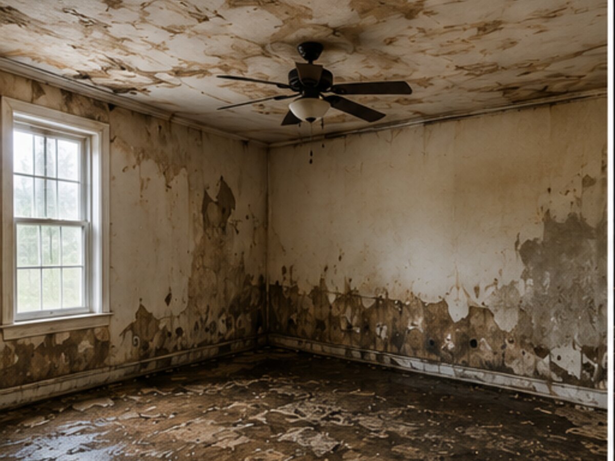 Illustrative interior before water damage restoration